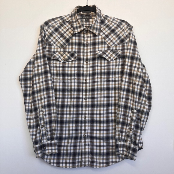 Eddie Bauer Men’s Medium Plaid Snap Western Casual Long Sleeve Workwear Shirt - Picture 1 of 16